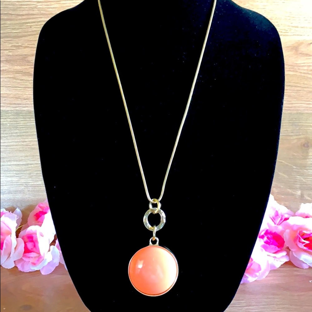 Coral medallion pendant necklace